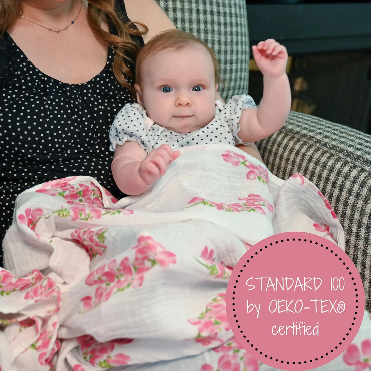 LollyBanks Dogwoods In Bloom Baby Muslin Swaddle Blanket - 
