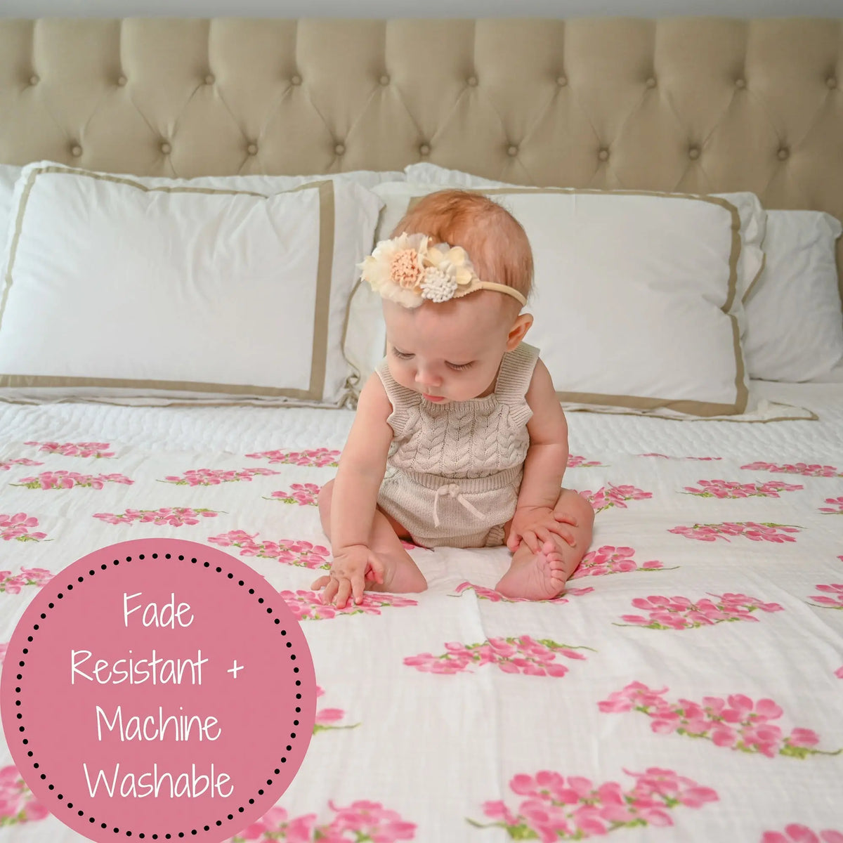 LollyBanks Dogwoods In Bloom Baby Muslin Swaddle Blanket - 