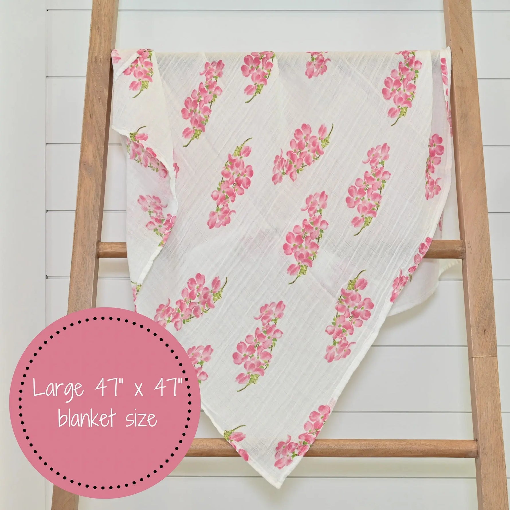 LollyBanks Dogwoods In Bloom Baby Muslin Swaddle Blanket - 