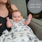 LollyBanks Elephant Baby Muslin Swaddle Blanket - 