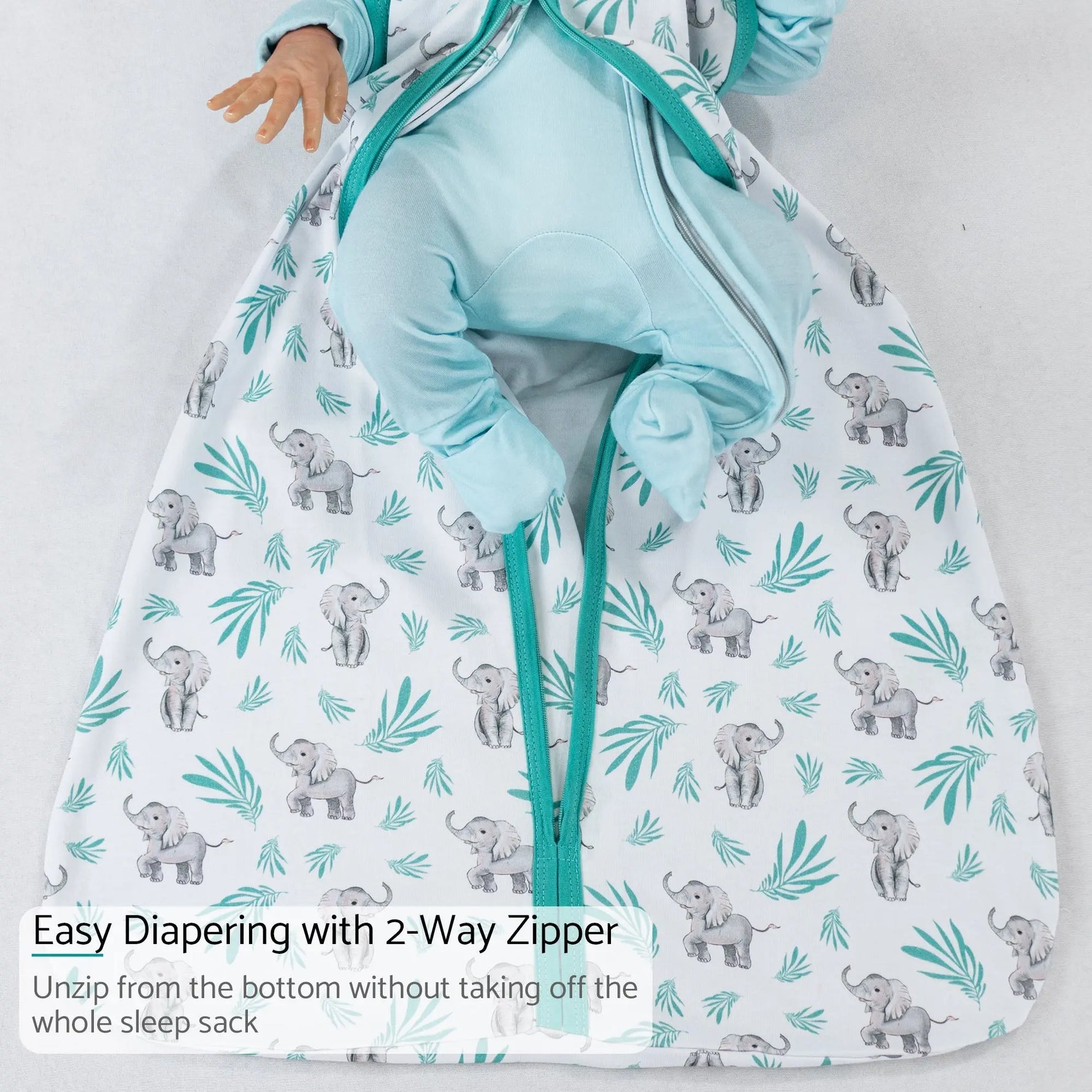 LollyBanks Elephant Baby Sleep Sack, 100% Organic Cotton - 