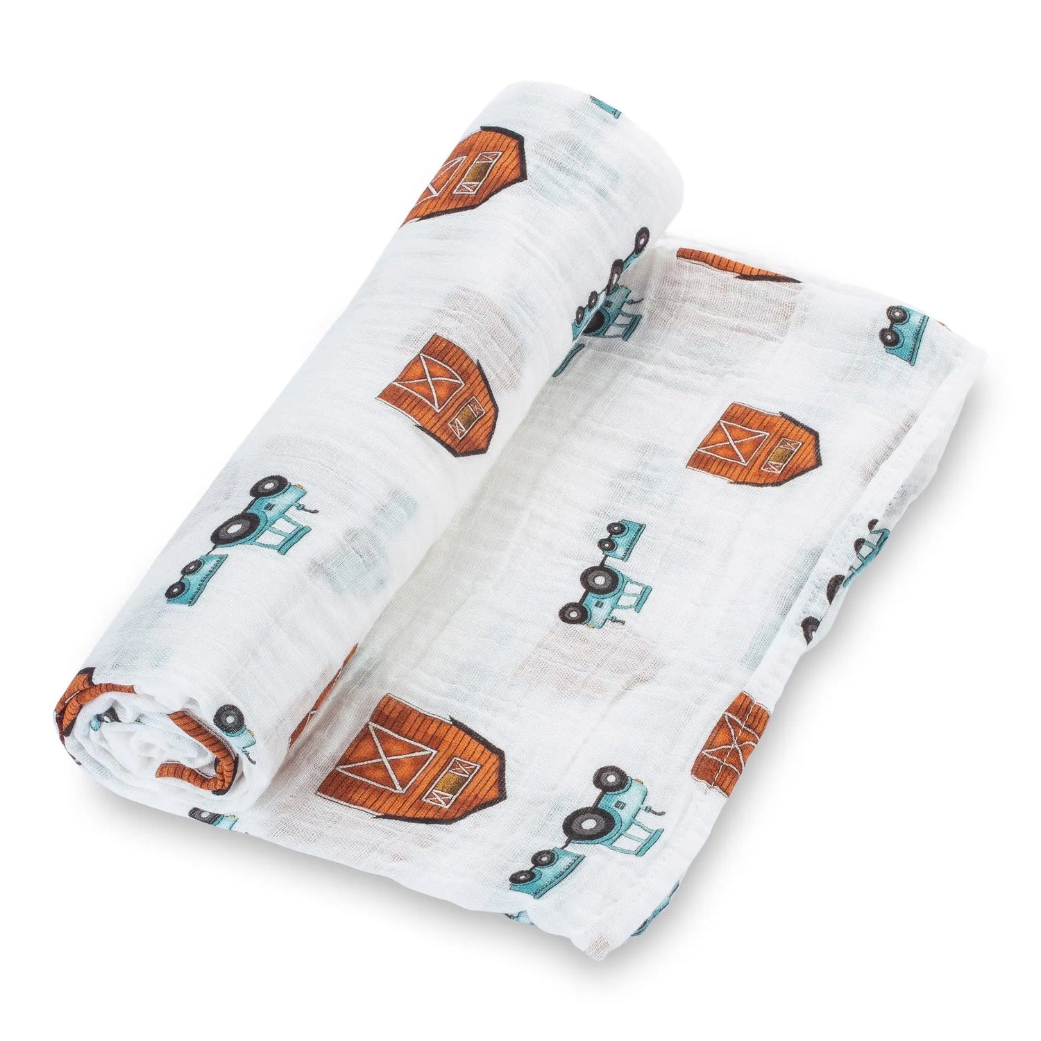 LollyBanks How We Roll Farm Theme Muslin Swaddle Blanket - 