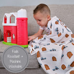 LollyBanks How We Roll Farm Theme Muslin Swaddle Blanket - 