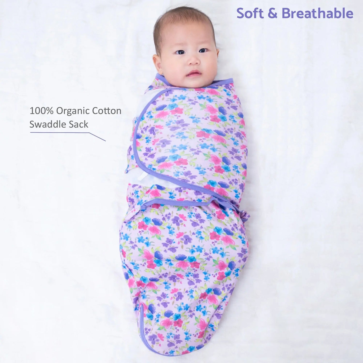 LollyBanks Field of Dreams Baby Sleep Swaddle 100% Organic Cotton - 