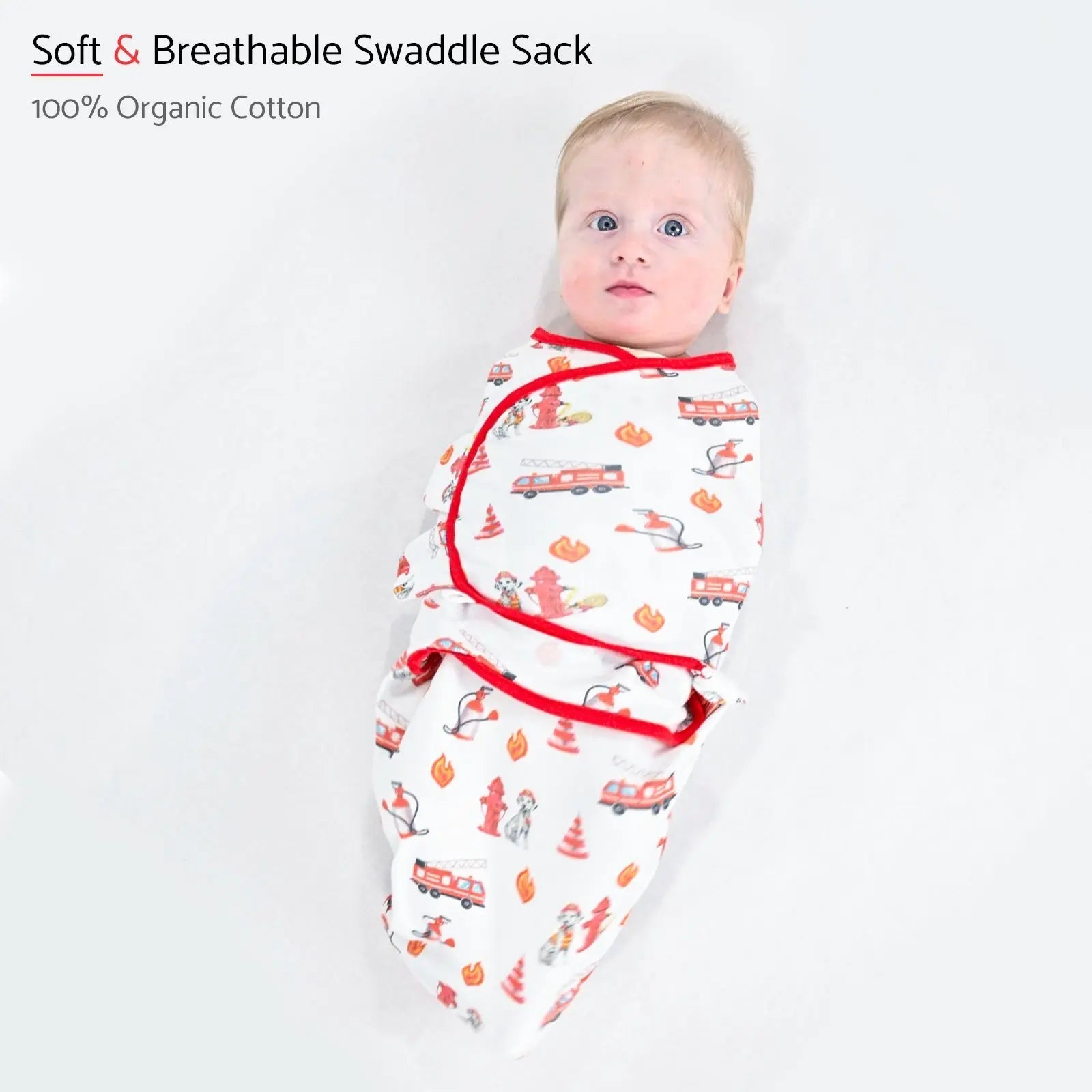 LollyBanks Firehouse Fido Baby Sleep Swaddle 100% Organic Cotton - 