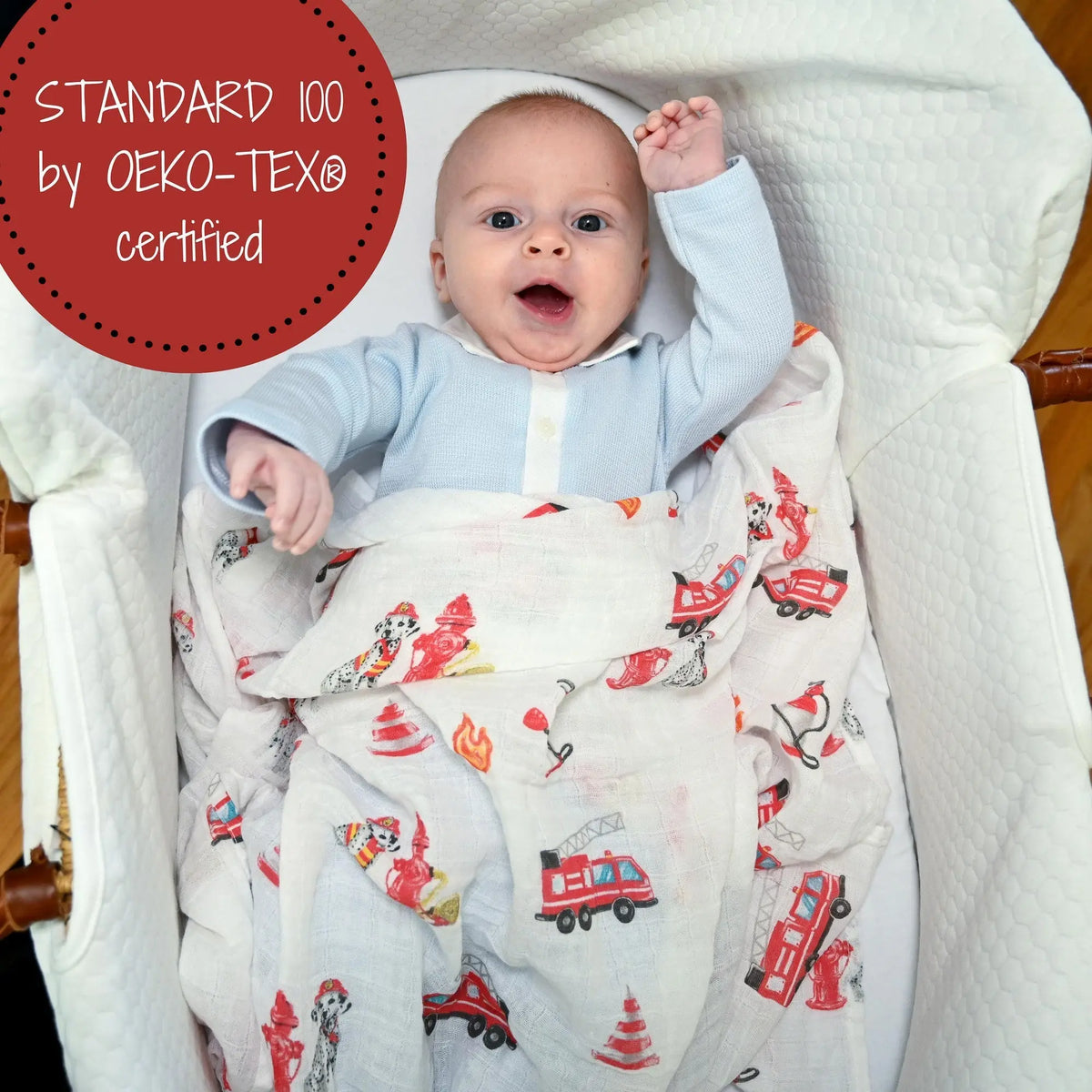 LollyBanks Fireman Baby Muslin Swaddle Blanket - 