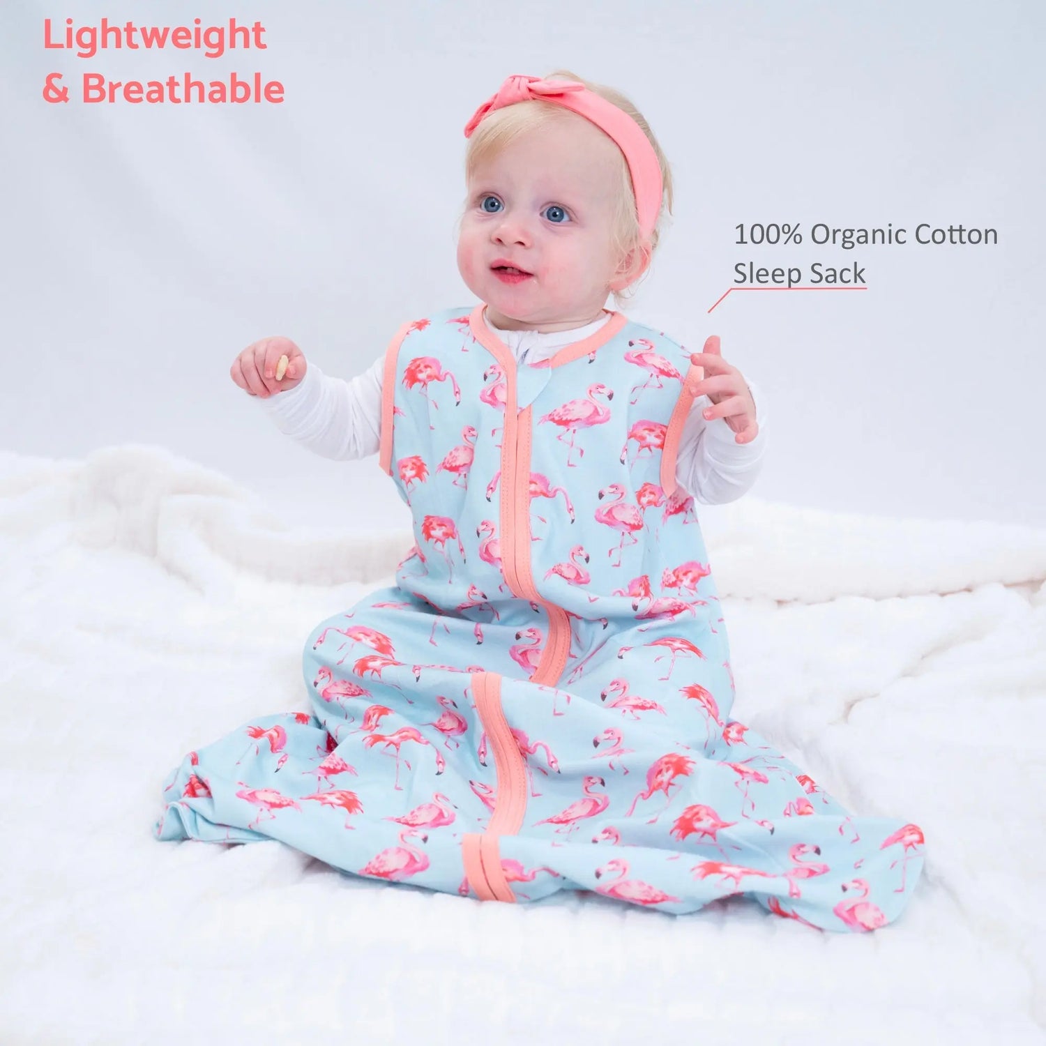 LollyBanks Flamingo Baby Sleep Sack, 100% Organic Cotton - 