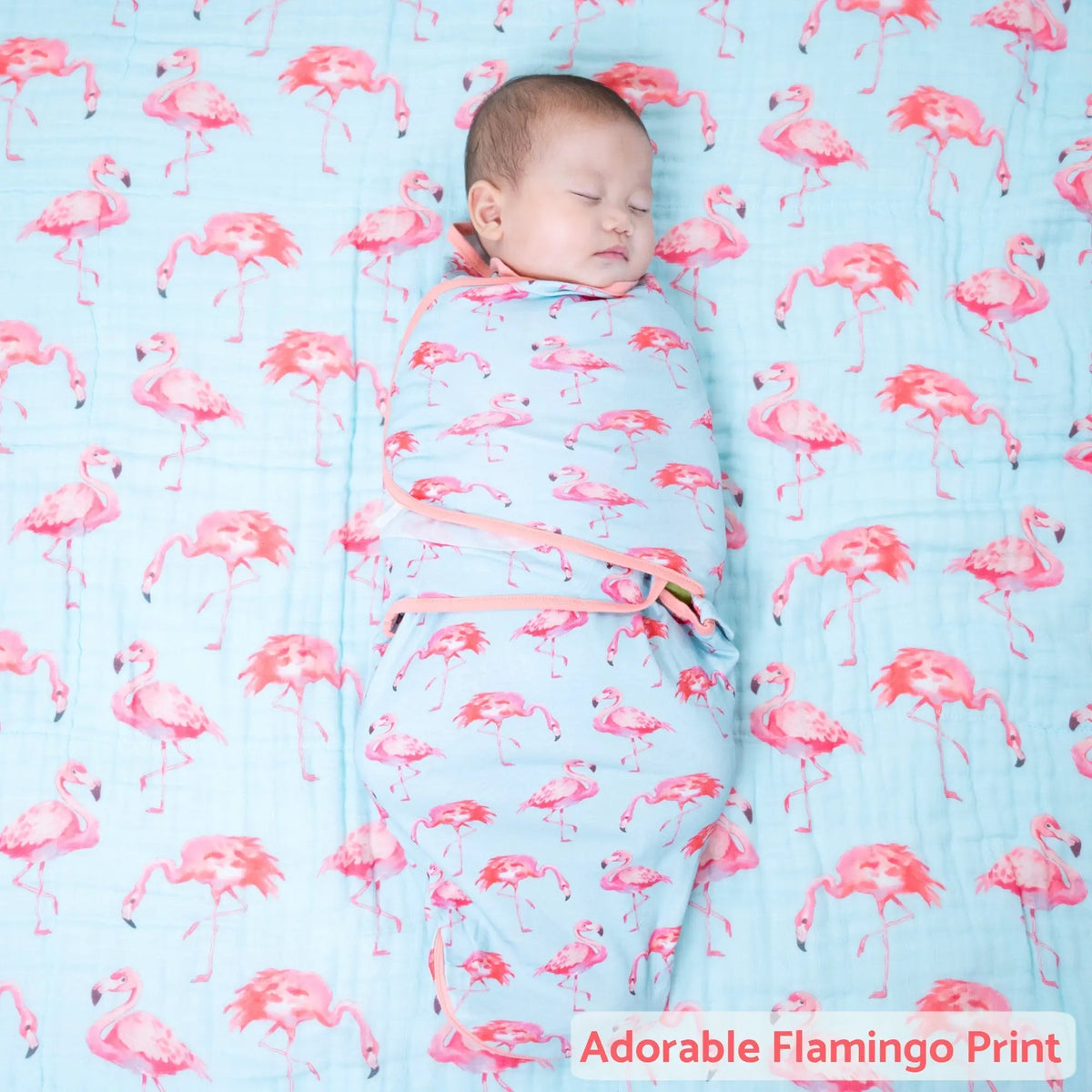 LollyBanks Flamingo Baby Sleep Swaddle 100% Organic Cotton - 