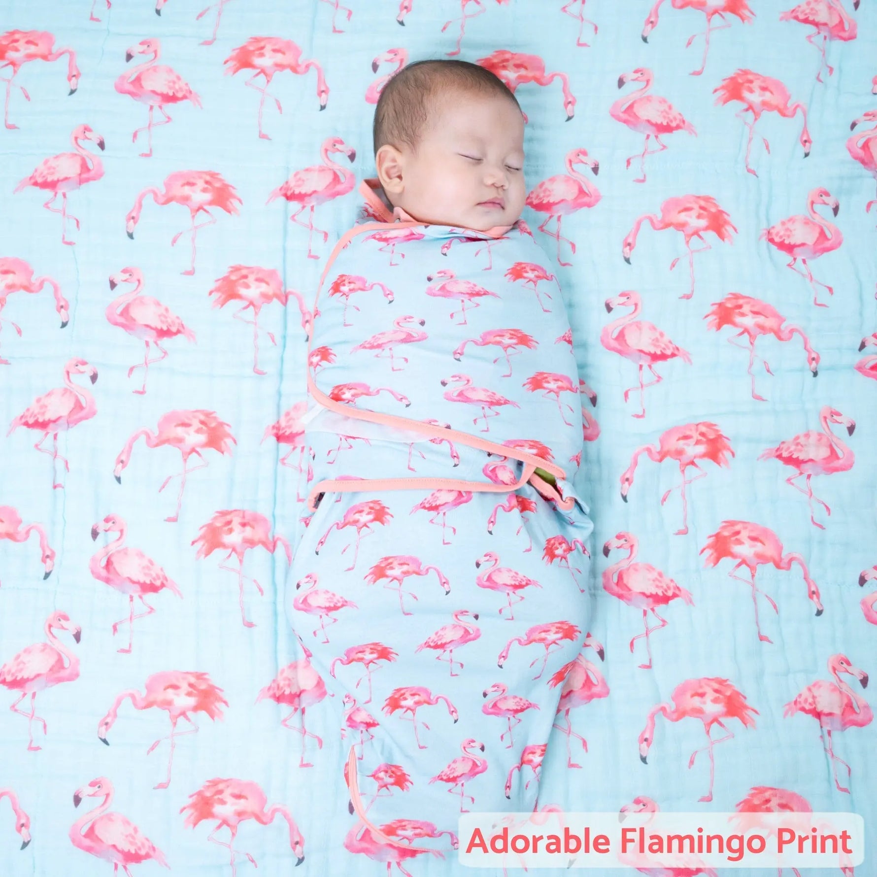LollyBanks Flamingo Baby Sleep Swaddle 100% Organic Cotton - 