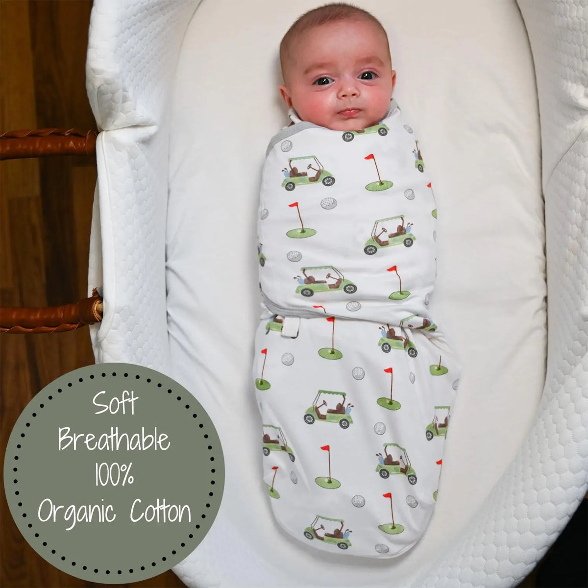 LollyBanks Golf A Round Baby Sleep Swaddle 100% Organic Cotton - 