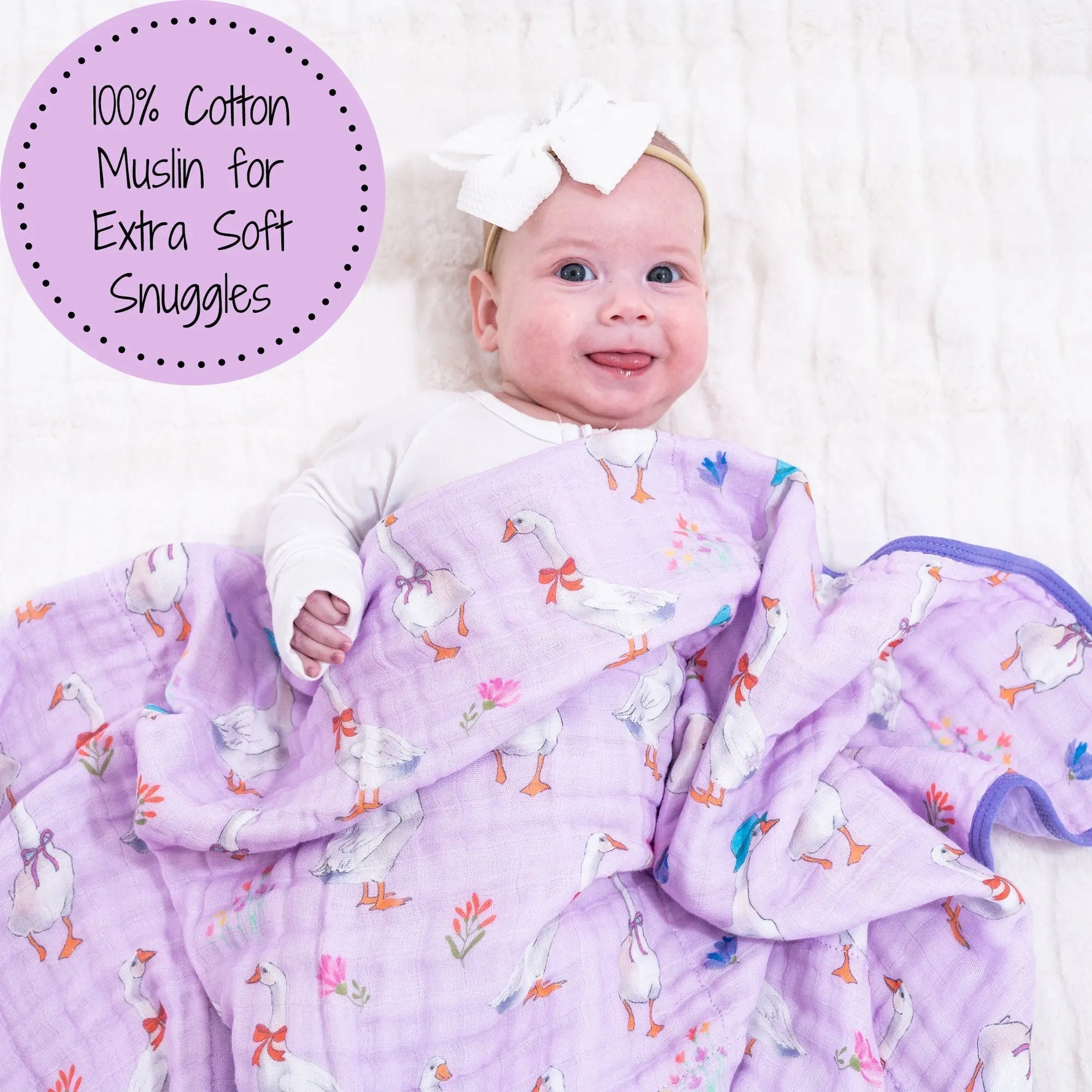 LollyBanks Goose Parade Muslin Baby Blanket - 