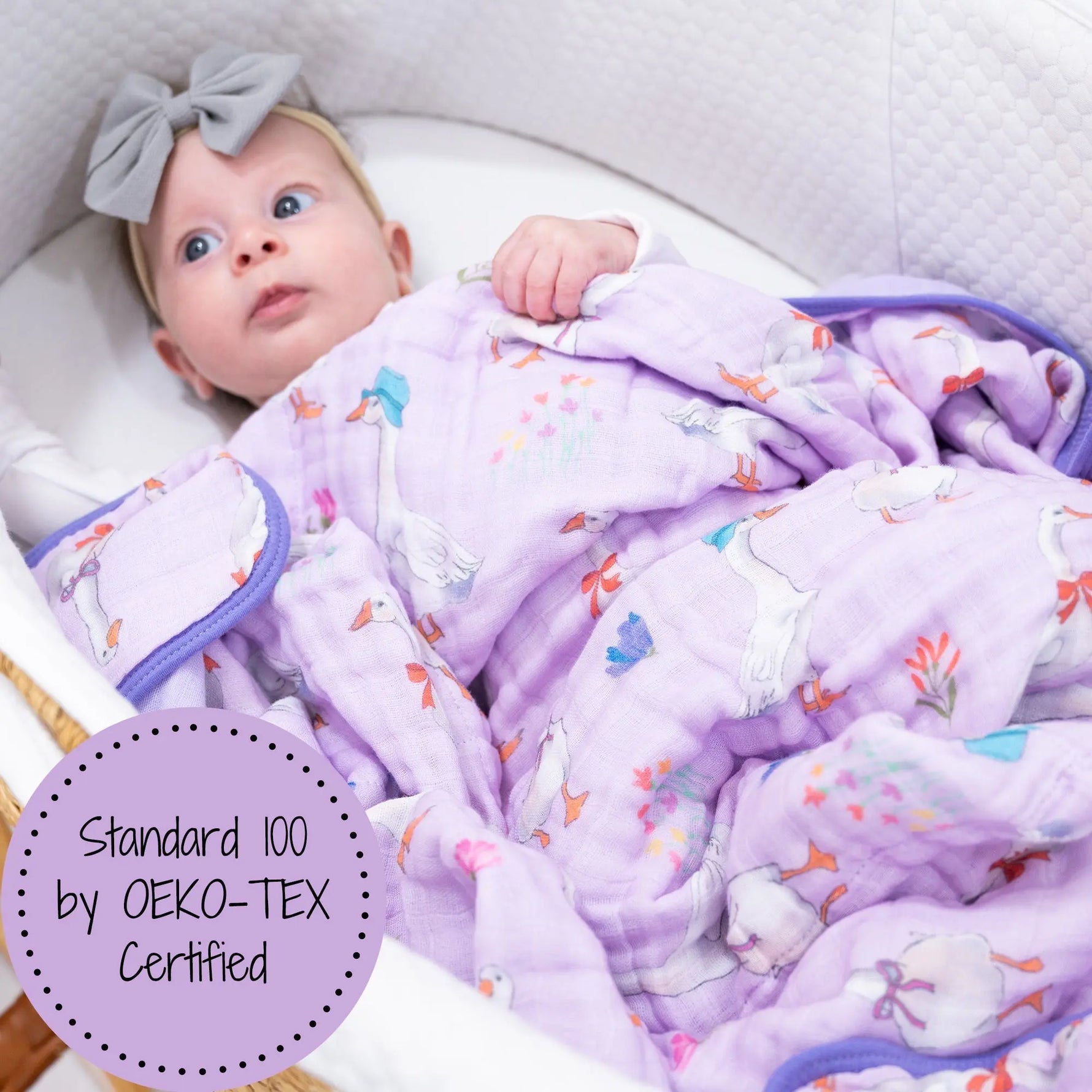 LollyBanks Goose Parade Muslin Baby Blanket - 