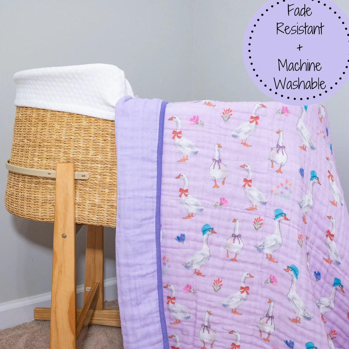 LollyBanks Goose Parade Muslin Baby Blanket - 