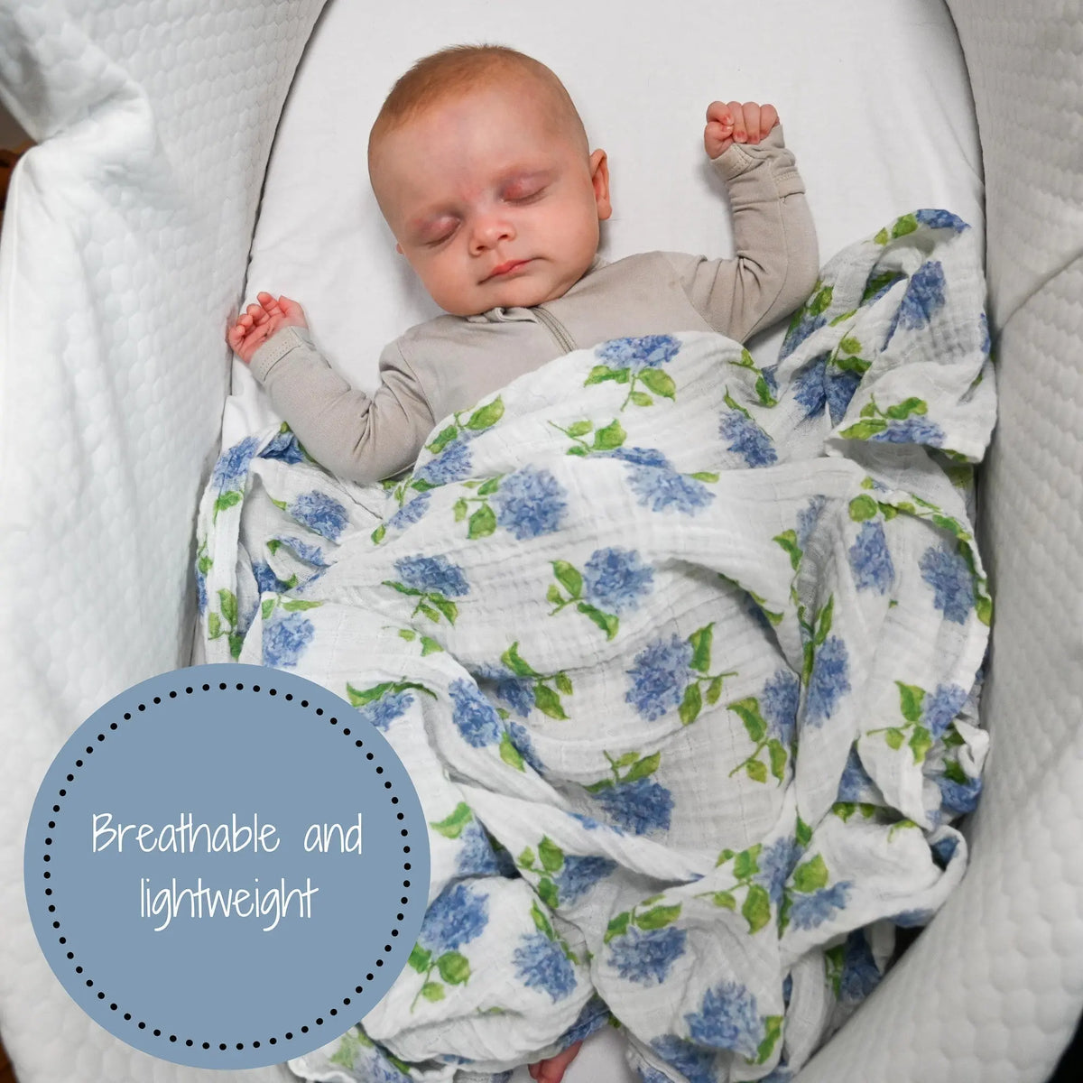 LollyBanks You Had Me At Hydrangea Baby Muslin Swaddle Blanket - 