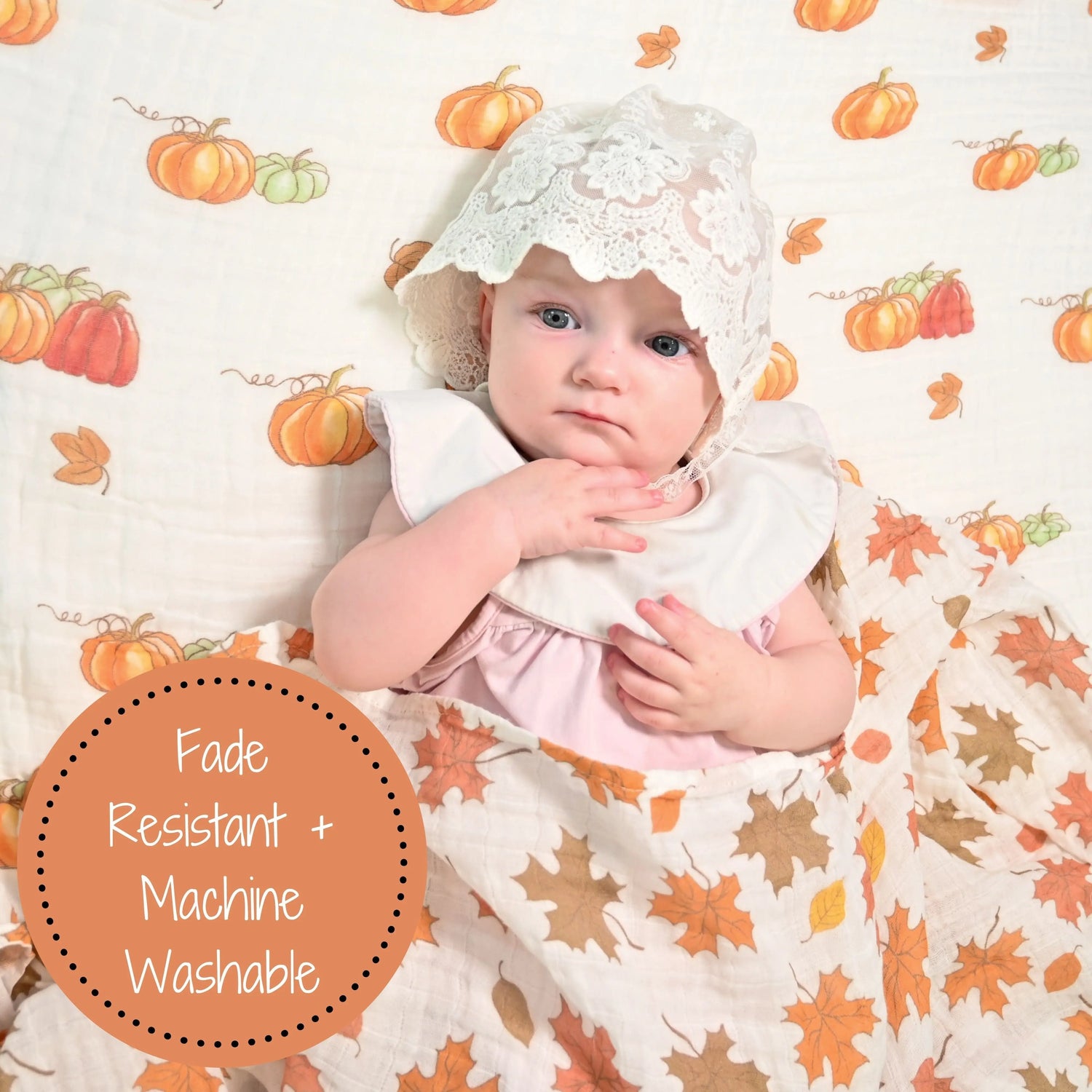 LollyBanks Leaves Baby Swaddle Blankets - Autumn Bliss: 47" x 47" 100% Muslin Cotton - 