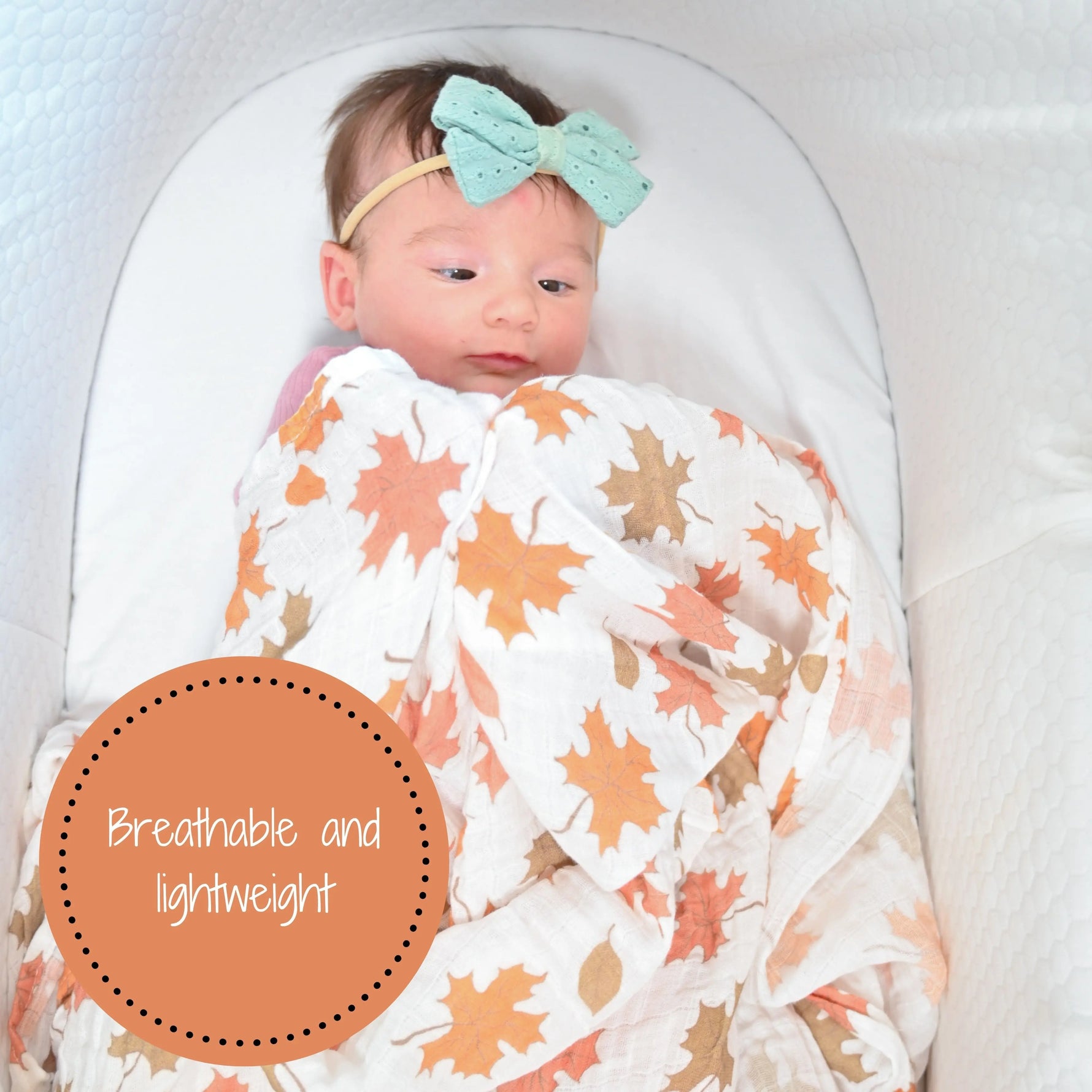 LollyBanks Leaves Baby Swaddle Blankets - Autumn Bliss: 47" x 47" 100% Muslin Cotton - 
