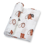 LollyBanks Life Is Better In Boots Baby Muslin Swaddle Blanket - 