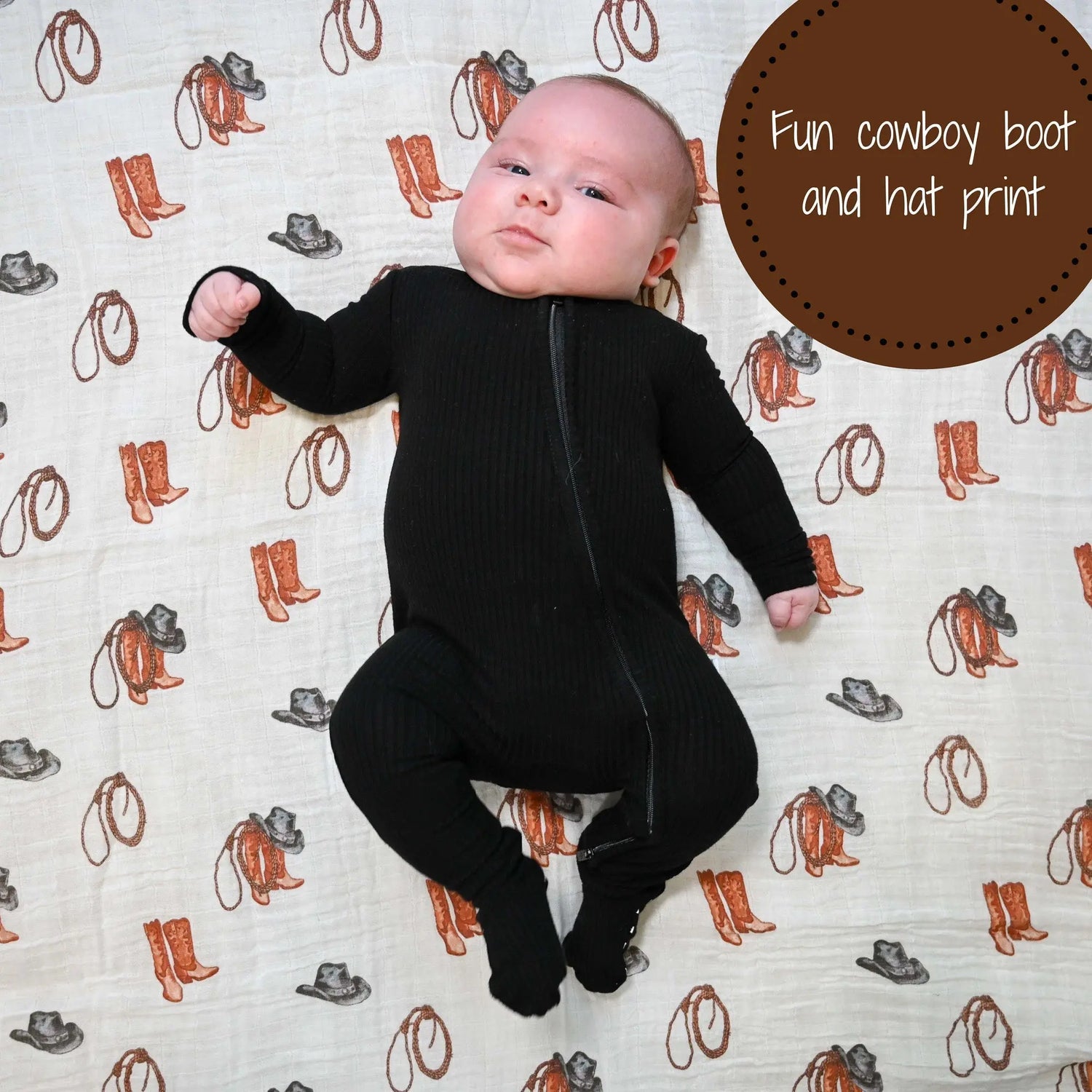 LollyBanks Life Is Better In Boots Baby Muslin Swaddle Blanket - 