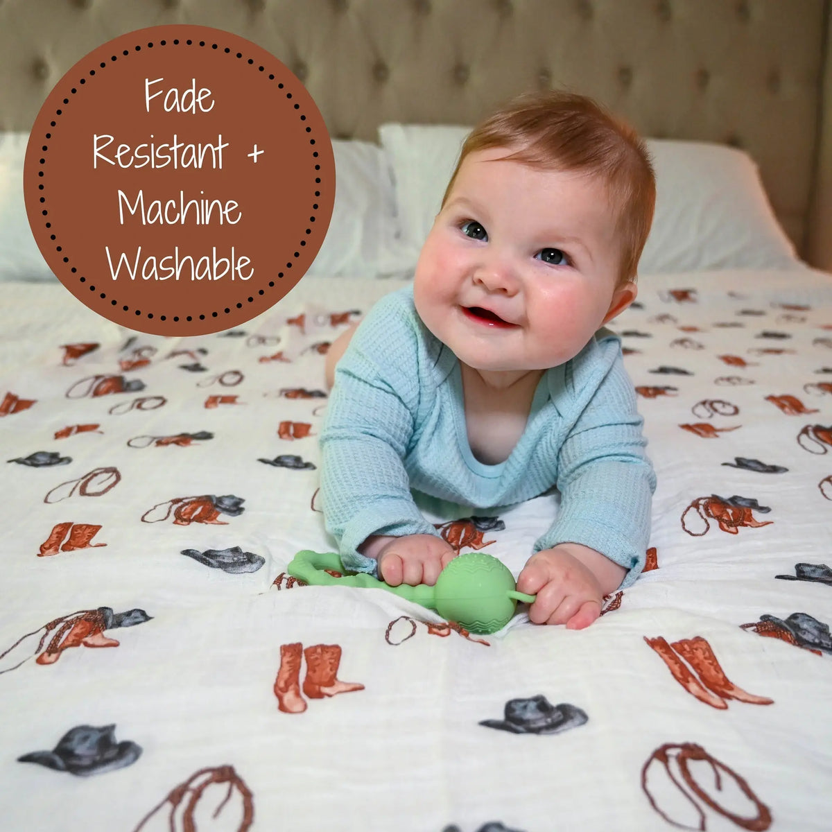 LollyBanks Life Is Better In Boots Baby Muslin Swaddle Blanket - 