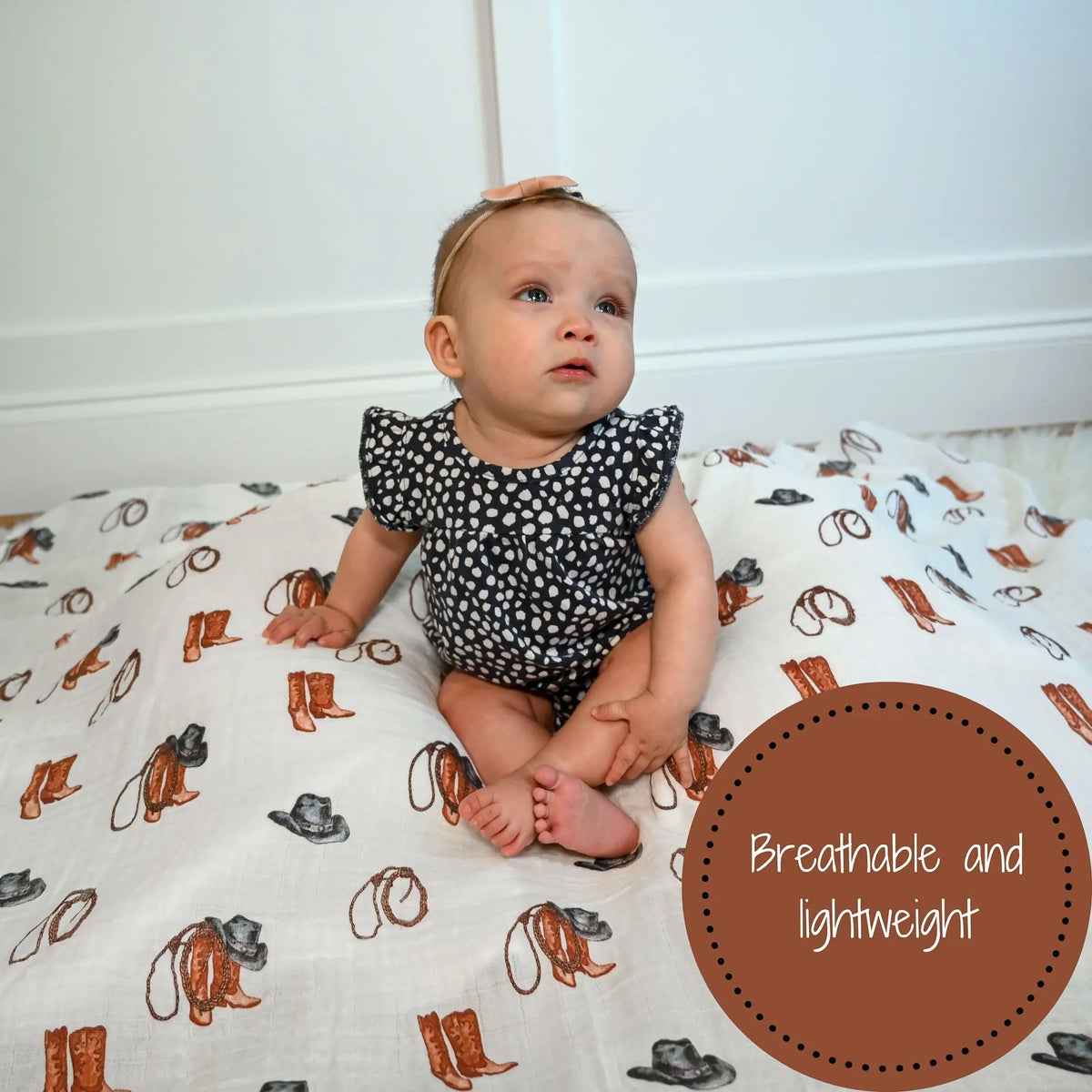 LollyBanks Life Is Better In Boots Baby Muslin Swaddle Blanket - 