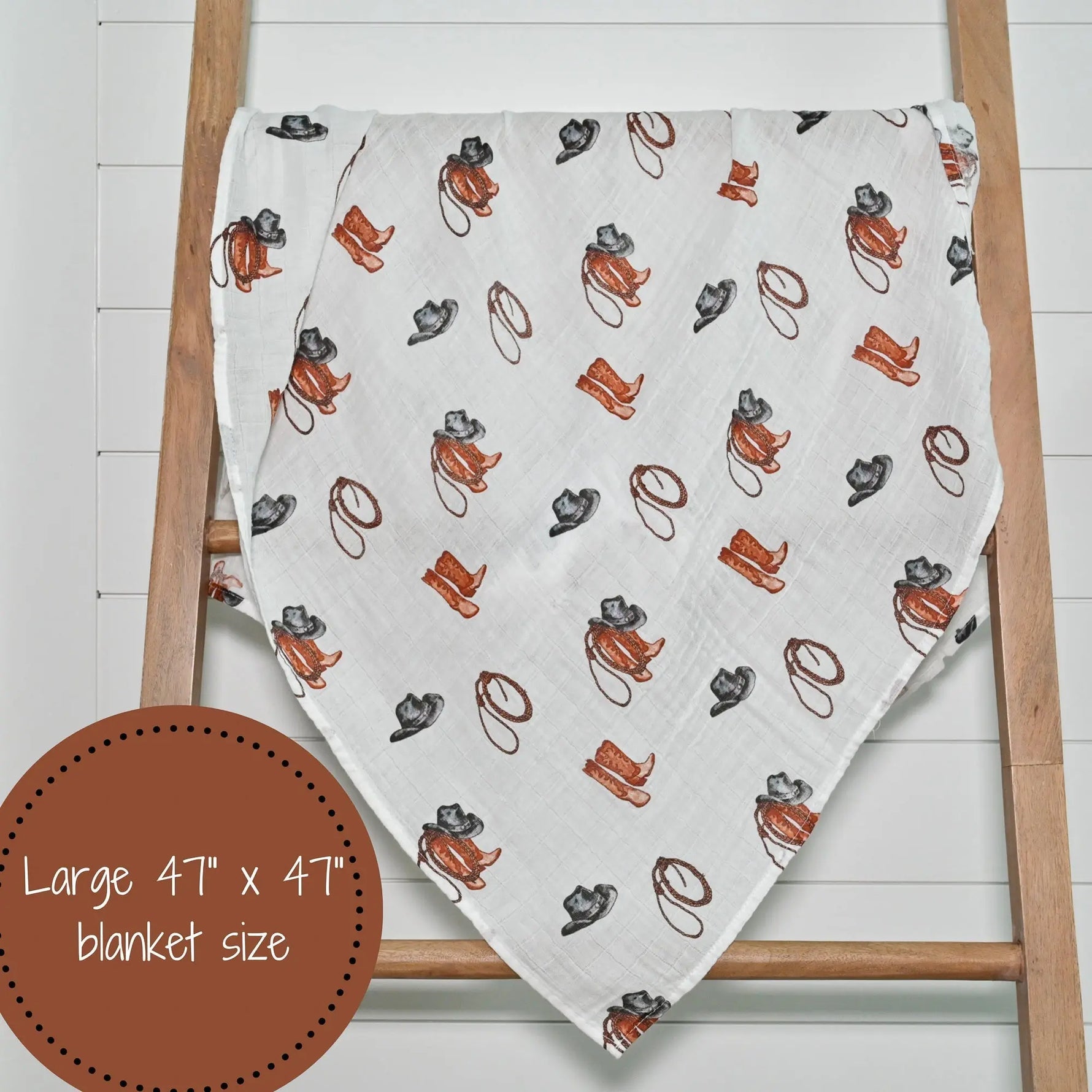 LollyBanks Life Is Better In Boots Baby Muslin Swaddle Blanket - 