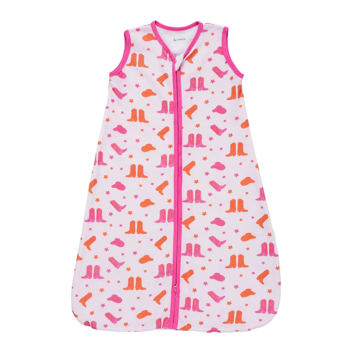 LollyBanks Life is Better in Pink Boots Baby Sleep Sack, 100% Organic Cotton - 