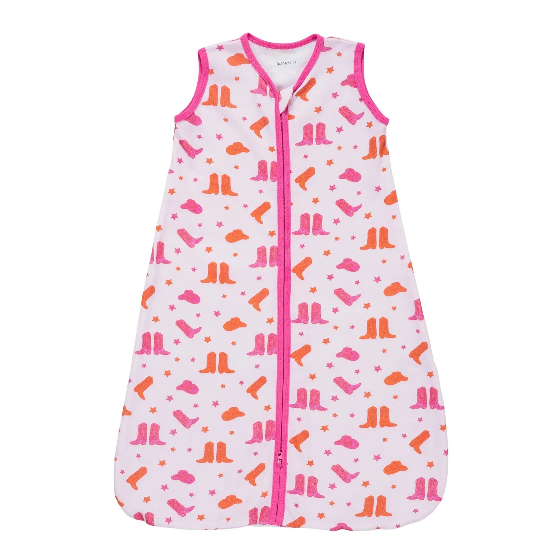 LollyBanks Life is Better in Pink Boots Baby Sleep Sack, 100% Organic Cotton - 