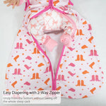 LollyBanks Life is Better in Pink Boots Baby Sleep Sack, 100% Organic Cotton - 