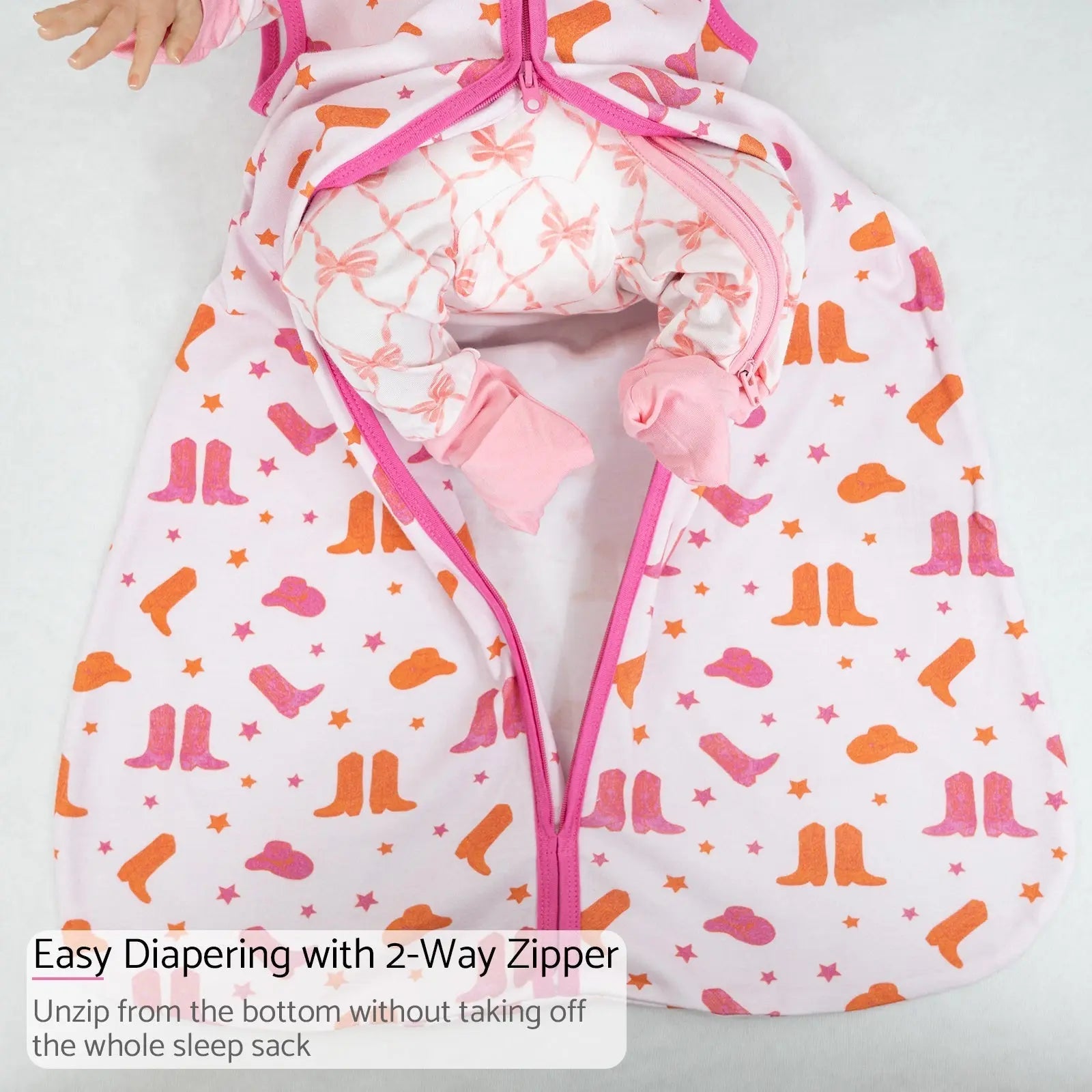LollyBanks Life is Better in Pink Boots Baby Sleep Sack, 100% Organic Cotton - 