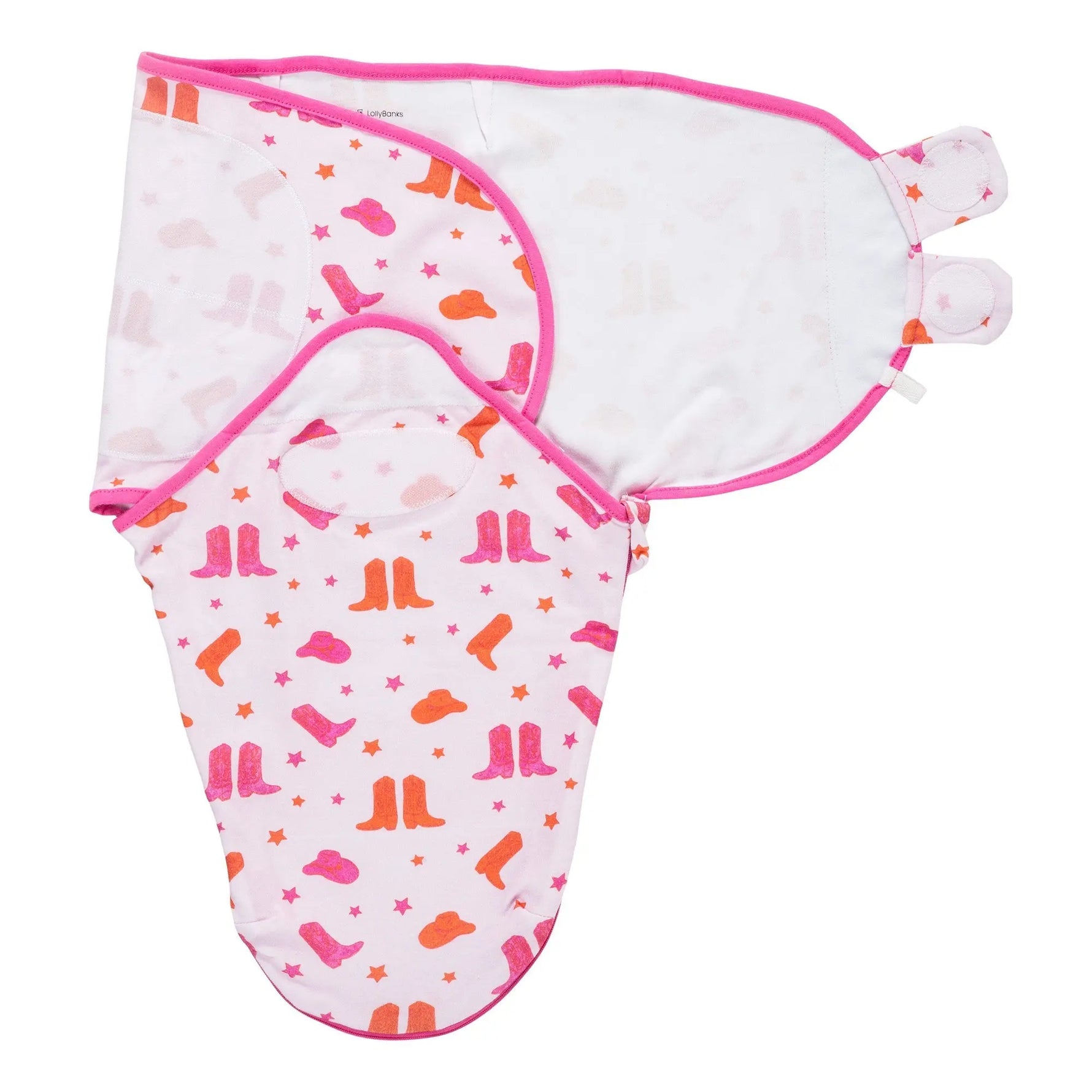 LollyBanks Life is Better in Pink Boots Baby Sleep Swaddle 100% Organic Cotton - 