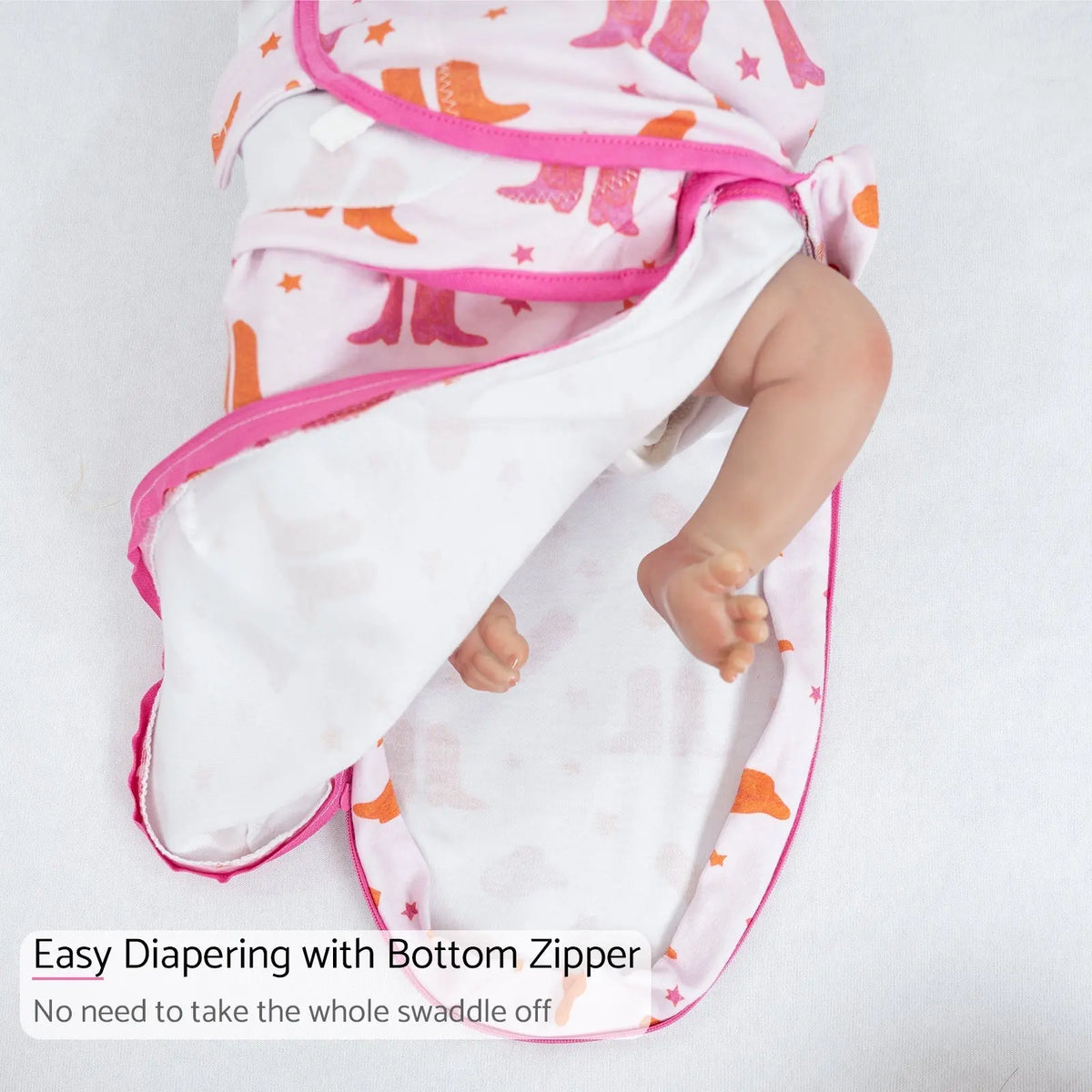 LollyBanks Life is Better in Pink Boots Baby Sleep Swaddle 100% Organic Cotton - 