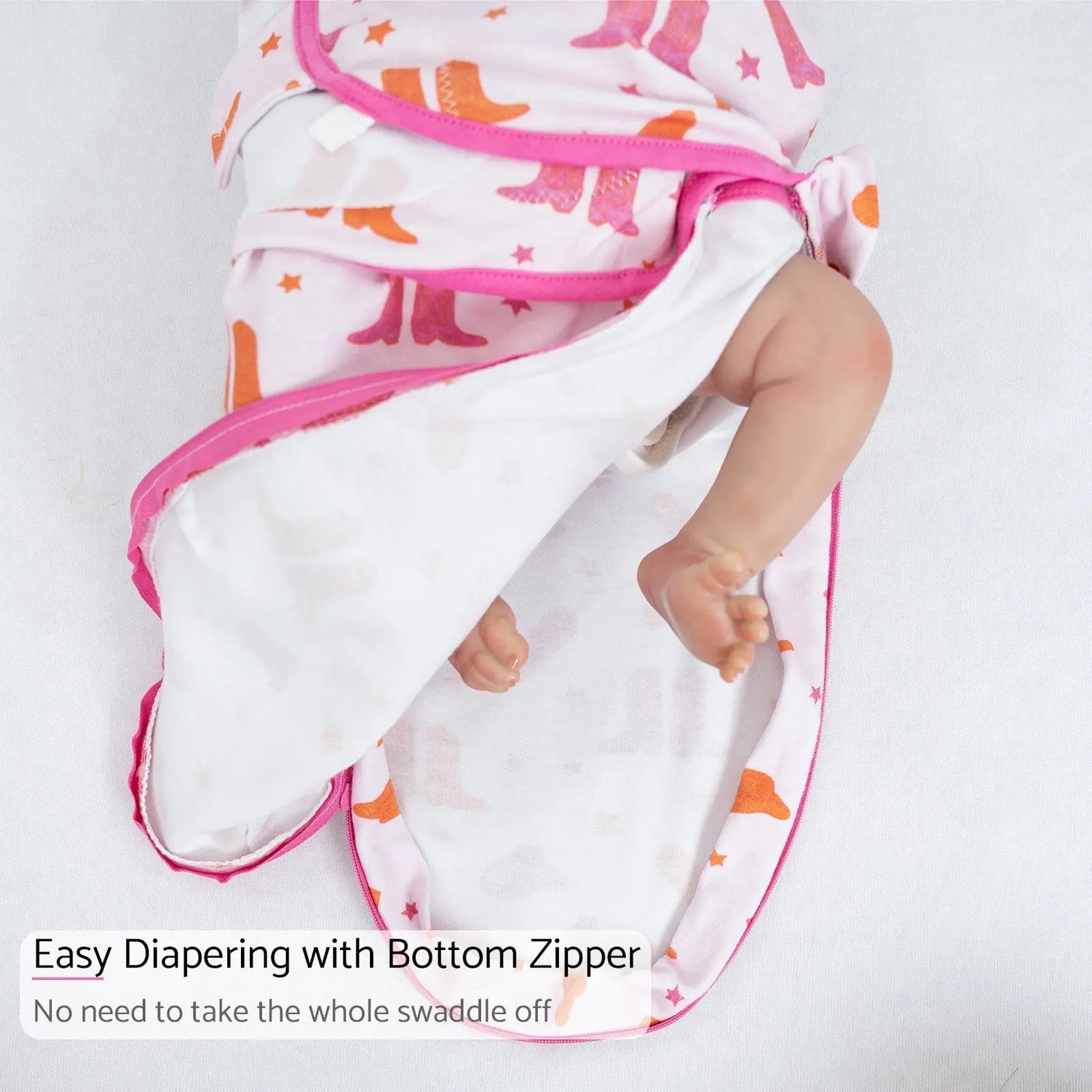 LollyBanks Life is Better in Pink Boots Baby Sleep Swaddle 100% Organic Cotton - 