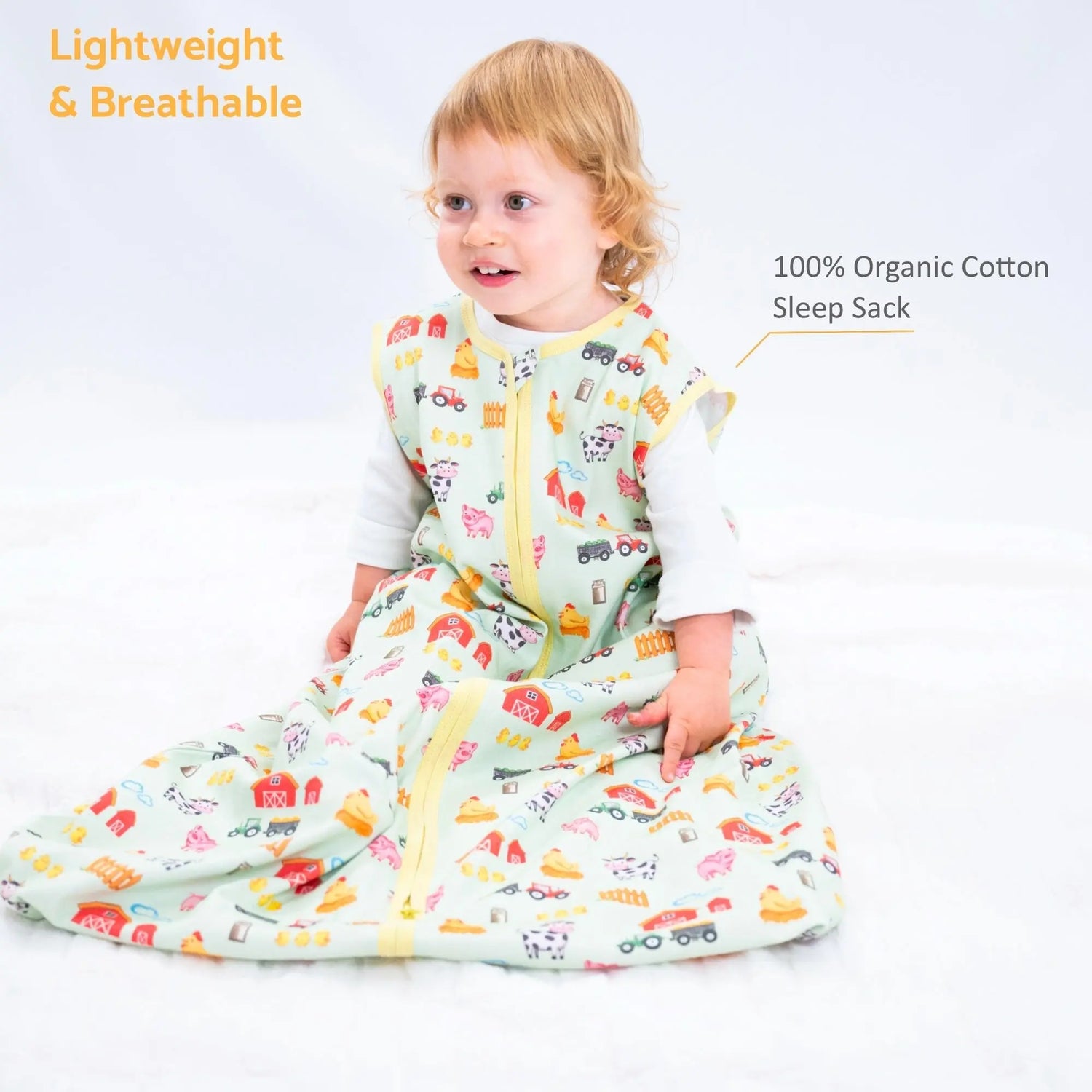 LollyBanks Little Farmer Baby Sleep Sack, 100% Organic Cotton - 