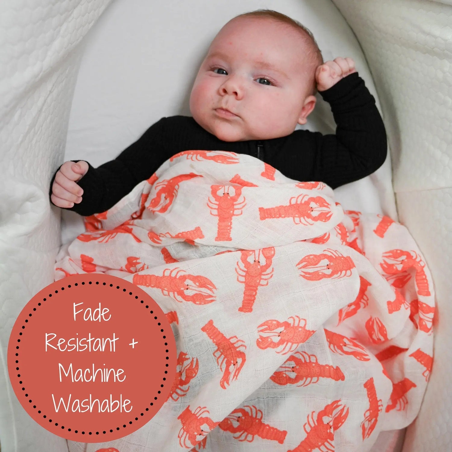 LollyBanks Lobster Roll Baby Muslin Swaddle Blanket - 