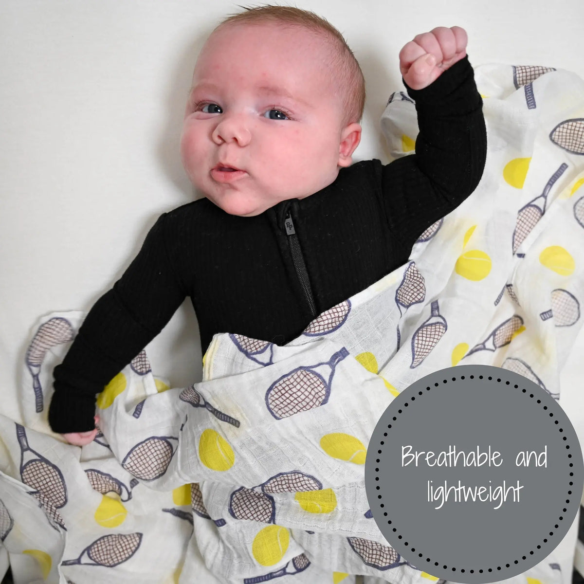 LollyBanks Love All Tennis Baby Muslin Swaddle Blanket - 