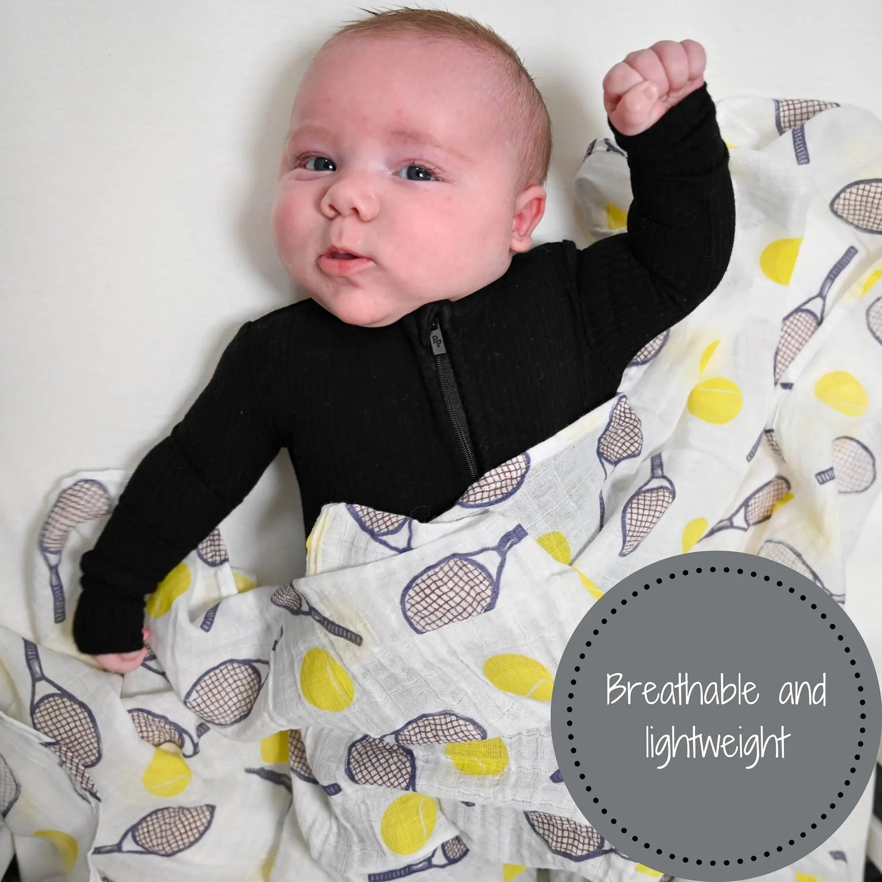 LollyBanks Love All Tennis Baby Muslin Swaddle Blanket - 
