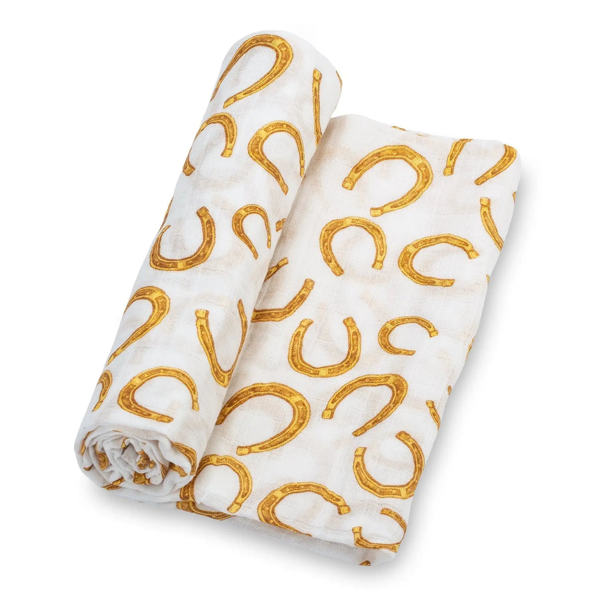 LollyBanks Lucky Horse Shoe Baby Muslin Swaddle Blanket - 