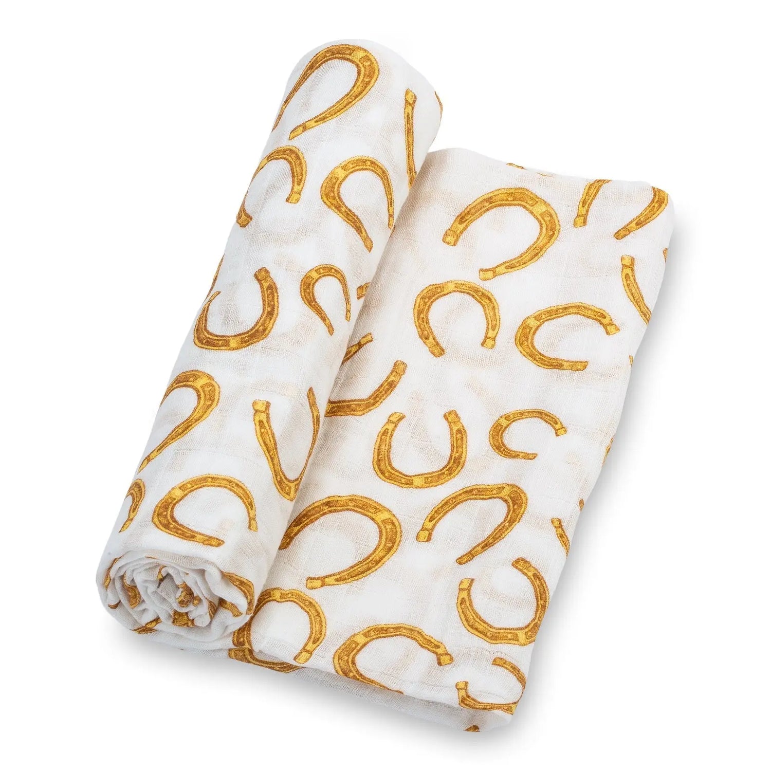LollyBanks Lucky Horse Shoe Baby Muslin Swaddle Blanket - 