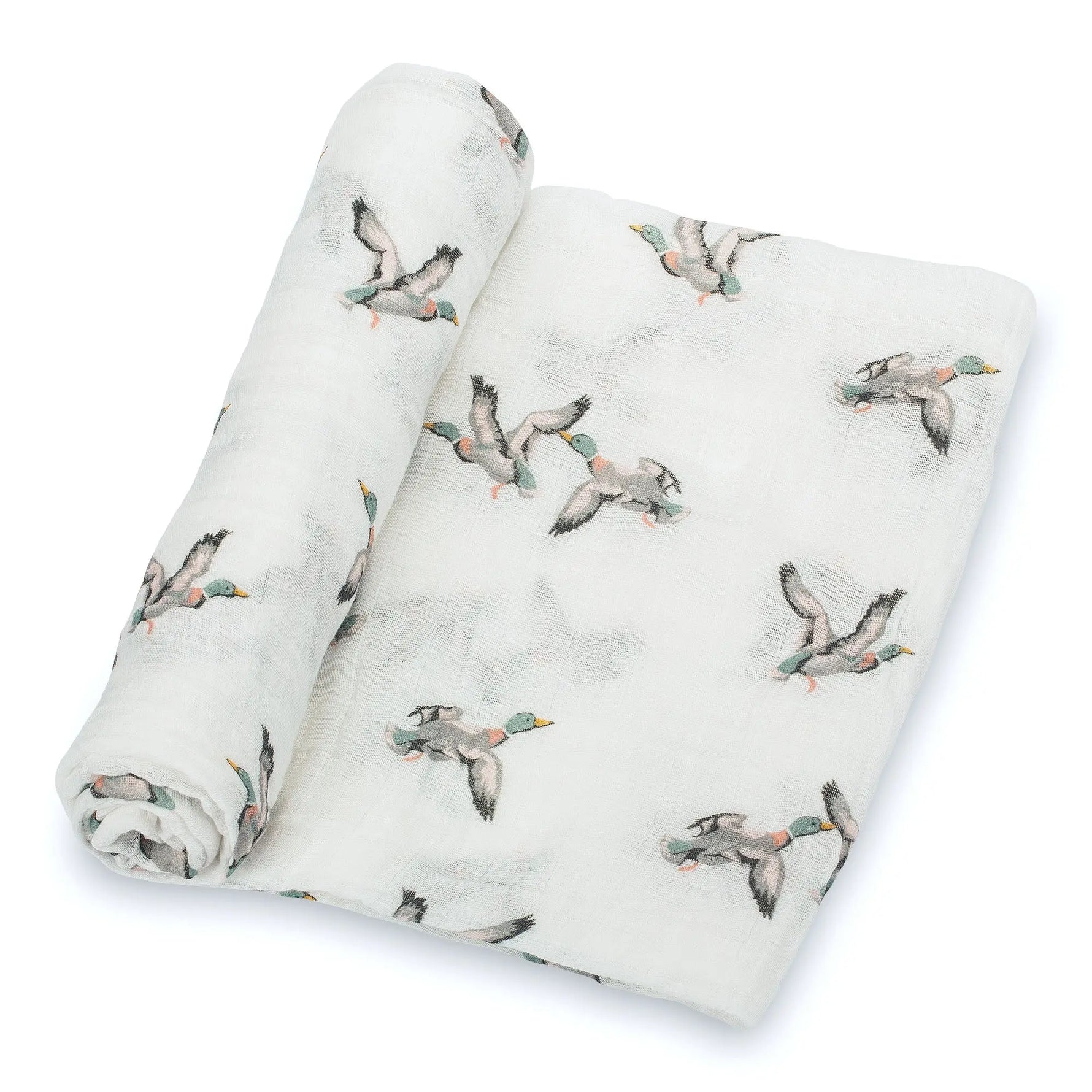 LollyBanks Mallard Duck Magic: 47" x 47" 100% Muslin Cotton Baby Swaddle Blankets - 