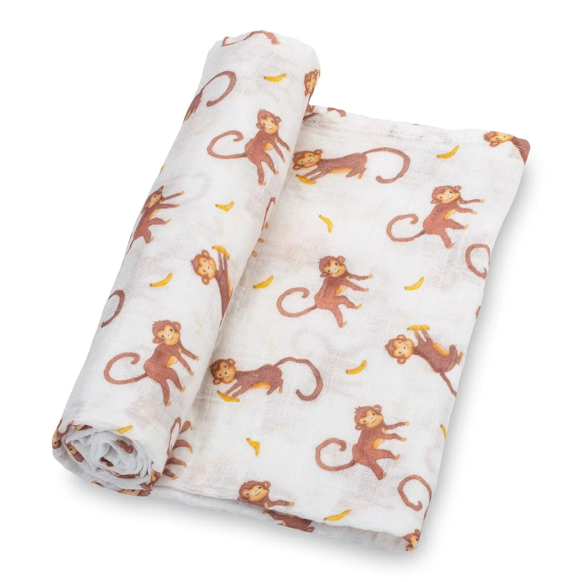 LollyBanks Monkey Around Baby Muslin Swaddle Blanket - 