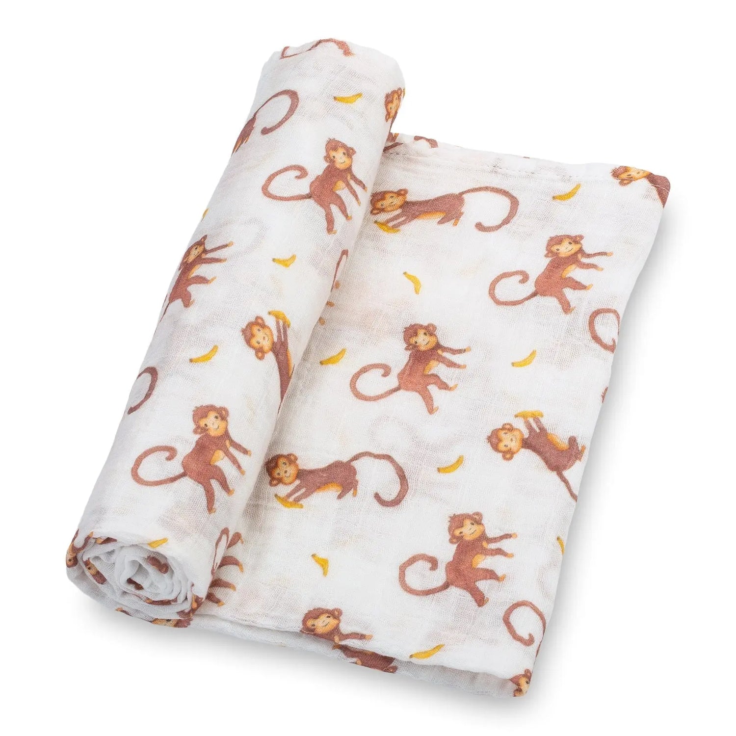 LollyBanks Monkey Around Baby Muslin Swaddle Blanket - 
