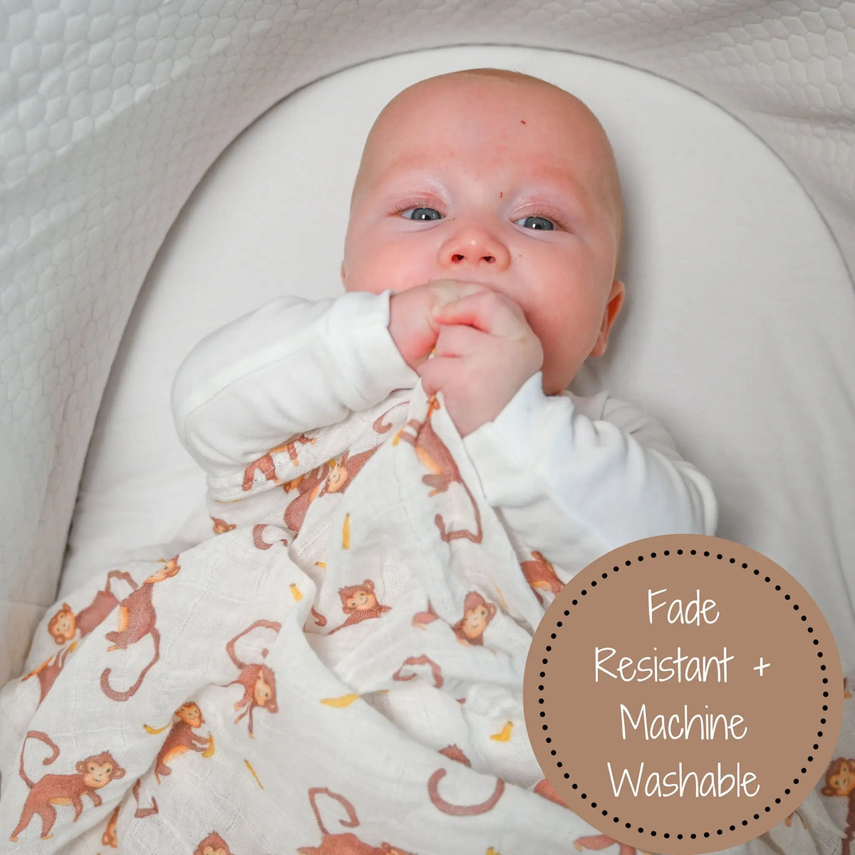LollyBanks Monkey Around Baby Muslin Swaddle Blanket - 