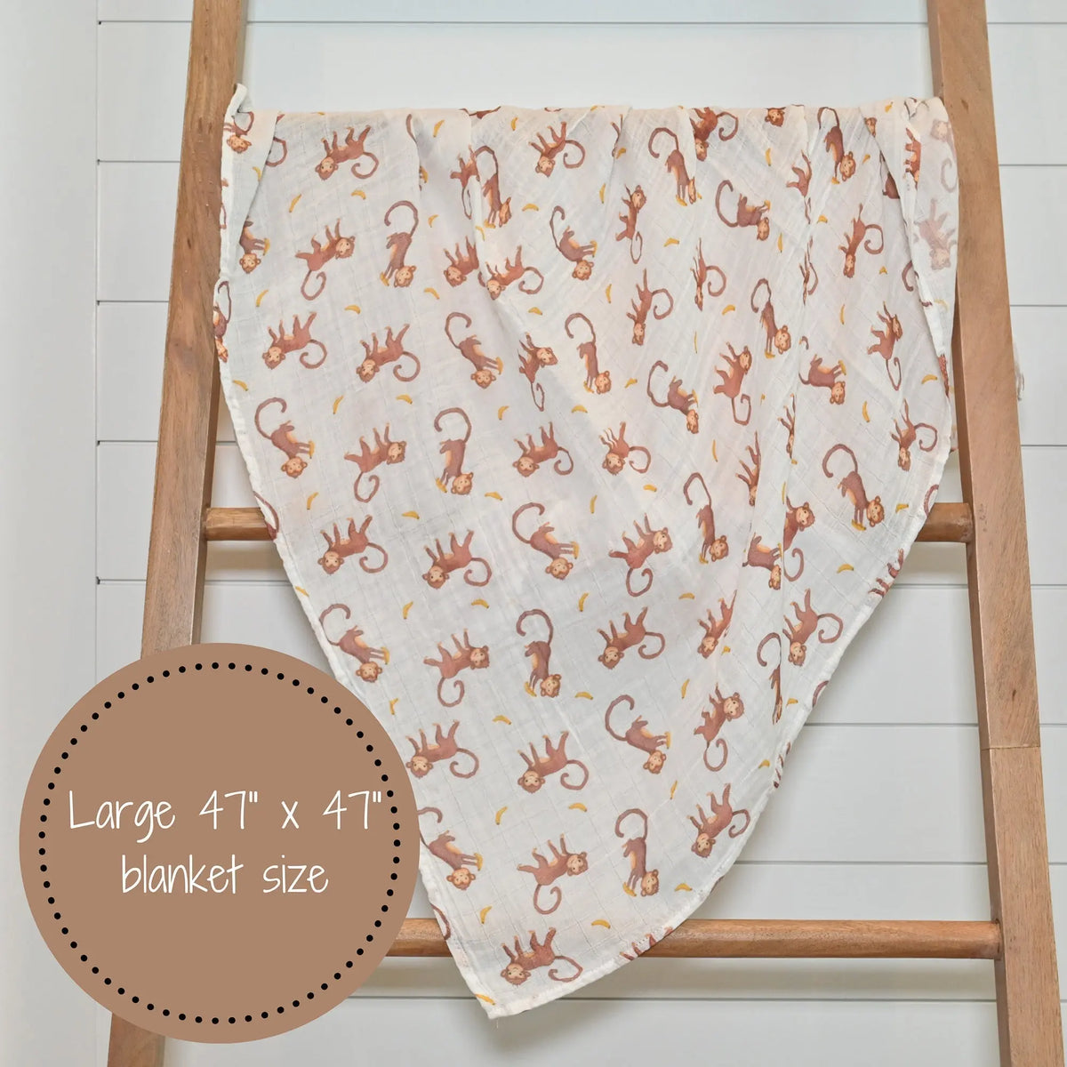 LollyBanks Monkey Around Baby Muslin Swaddle Blanket - 