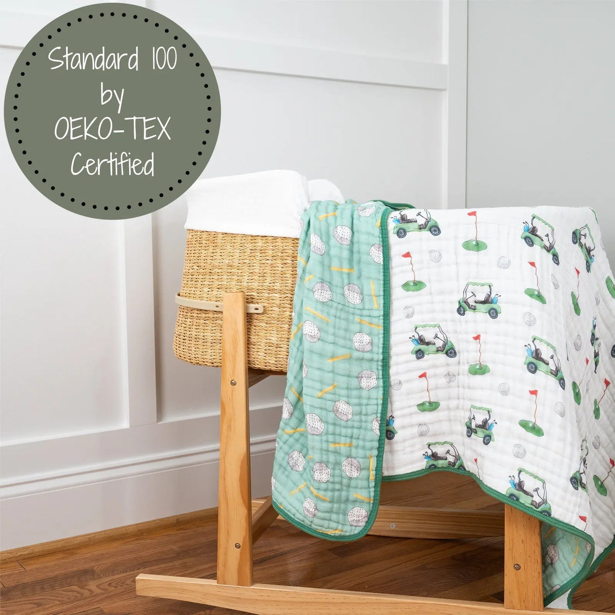 LollyBanks LollyBanks Muslin Baby Blanket, 100% Cotton Lightweight Baby Quilt, 47"x 47" and 6 Layers Newborn Blanket, (Golf Print) - 