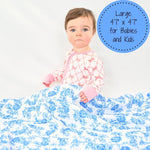 LollyBanks LollyBanks Muslin Baby Blanket, 100% Cotton Lightweight Baby Quilt, 47"x 47" and 6 Layers Newborn Blanket, (Blue Peony Print) - 