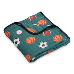 LollyBanks LollyBanks Muslin Baby Blanket, 100% Cotton Lightweight Baby Quilt, 47"x 47" and 6 Layers Newborn Blanket, (Sports Print) - 