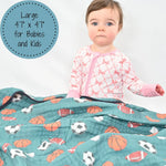 LollyBanks LollyBanks Muslin Baby Blanket, 100% Cotton Lightweight Baby Quilt, 47"x 47" and 6 Layers Newborn Blanket, (Sports Print) - 