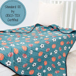 LollyBanks LollyBanks Muslin Baby Blanket, 100% Cotton Lightweight Baby Quilt, 47"x 47" and 6 Layers Newborn Blanket, (Sports Print) - 