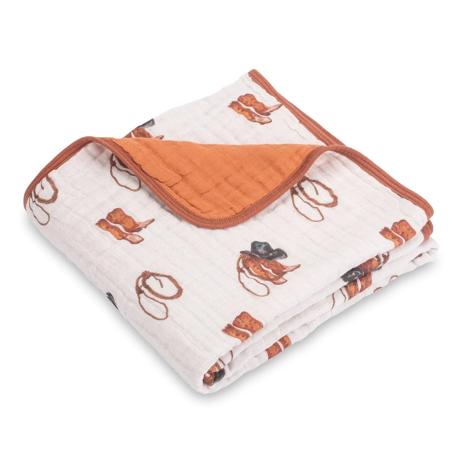LollyBanks LollyBanks Muslin Baby Blanket, 100% Cotton Lightweight Baby Quilt, 47"x 47" and 6 Layers Newborn Blanket, (Cowboy Print) - 