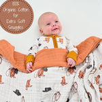 LollyBanks LollyBanks Muslin Baby Blanket, 100% Cotton Lightweight Baby Quilt, 47"x 47" and 6 Layers Newborn Blanket, (Cowboy Print) - 